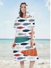 Ladies Fashion Print Beach Towel Robe  W/ Hood